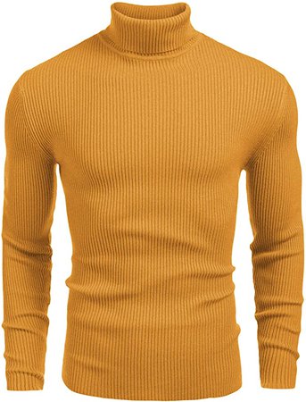 COOFANDY Mens Ribbed Slim Fit Knitted Pullover Turtleneck Sweater at Amazon Men’s Clothing store