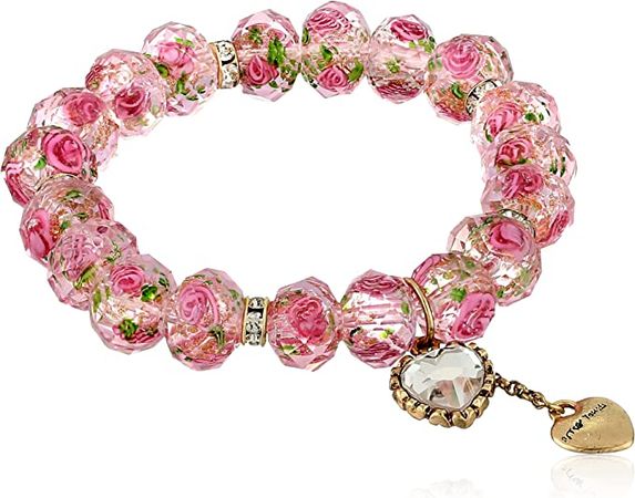 Amazon.com: Betsey Johnson Pink Flower Bead Stretch Bracelet : Betsey Johnson: Clothing, Shoes & Jewelry
