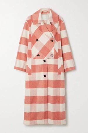 Munthe MUNTHE - Excellent Double-breasted Checked Brushed-felt Coat - Pink