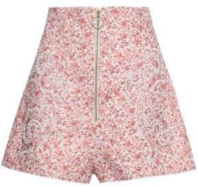 Floral-print Linen Shorts