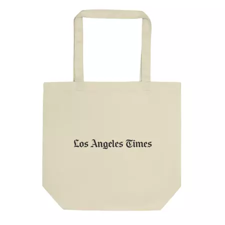los angeles times white canvas tote bag