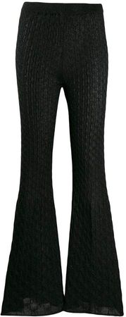lamé knit flared trousers