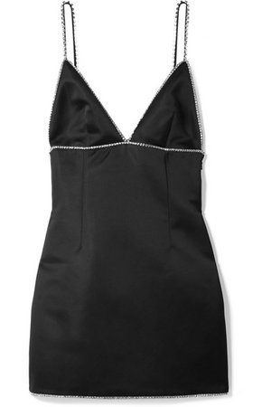 AREA | Crystal-embellished stretch-satin mini dress | NET-A-PORTER.COM