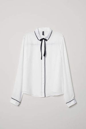 Blouse with Ties - White