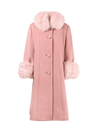 Saks Potts - Pink Yvonne Fur Trimmed Coat