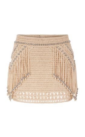 Fringe-Detailed Crochet Cotton Mini Skirt By Paco Rabanne | Moda Operandi