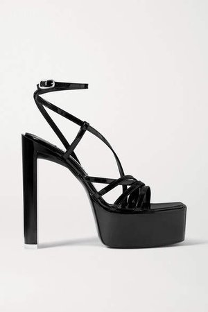 The Venice Patent-leather Platform Sandals - Black