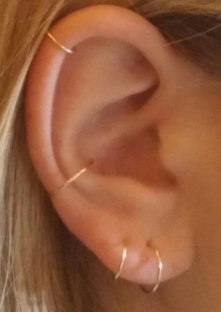 helix piercing, conch piercing, earlobe piercing