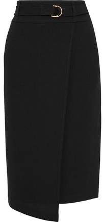 Wrap-effect Belted Cady Pencil Skirt
