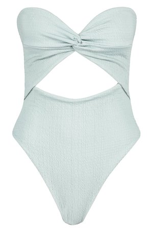 Textured Twist Front Cutout Swimsuit