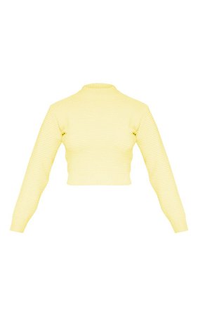 PASTEL YELLOW RIBBED CROPPED KNITTED JUMPER