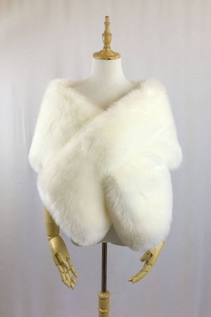 SissilyDesigns - Ivory White faux fur bridal wrap, Wedding Fur shrug, White Fur Wrap, Bridal Faux Fur Stole Fur Shawl, wedding faux fur wrap