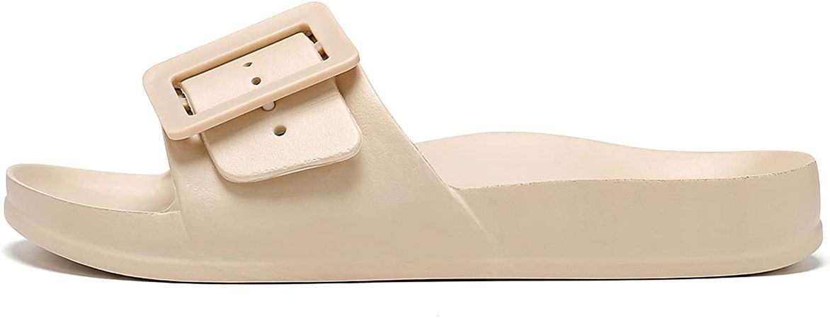 Amazon.com | L LOUBIT Cloud Slides for Women with Arch Support Pillow Soft Recovery Sandals Lightweight Summer Beach Slippers Non-Slip Shower Shoes Khaki 41 | Shoes