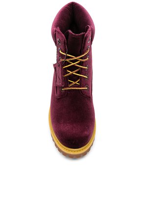 OFF-WHITE Timberland Velvet Hiking Boots in Bordeaux | FWRD