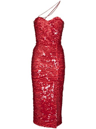 ANOUKI crystal strap detail sequin dress red EXCLAVADRESS - Farfetch