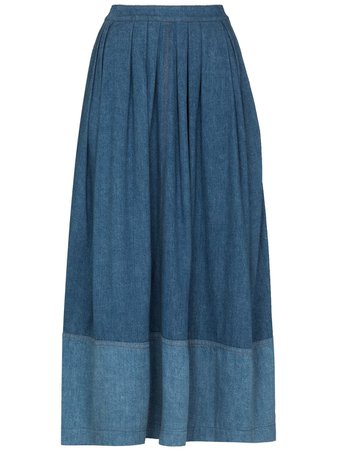 Shop blue Chloé pleated denim midi skirt with Express Delivery - Farfetch