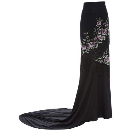Alexander McQueen for Givenchy Haute Couture Runway Black Beaded Skirt