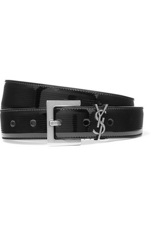 SAINT LAURENT | Embellished quilted patent-leather belt | NET-A-PORTER.COM
