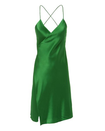 Emerald Green Silk Wrap Dress | Michelle Mason