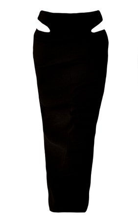 Black Rib Split Hem Midi Skirt | Co-Ords | PrettyLittleThing USA