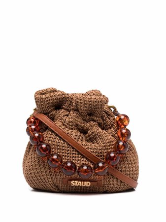 Shop STAUD logo-plaque woven satchel bag with Express Delivery - FARFETCH