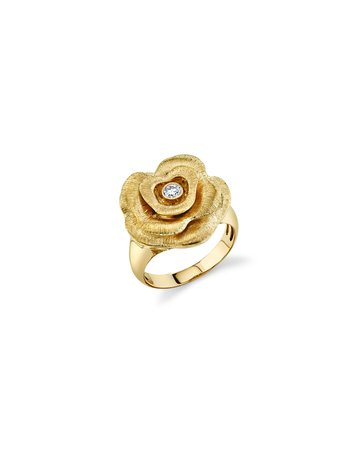 Sydney Evan 14k Gold 1-Diamond Rose Ring