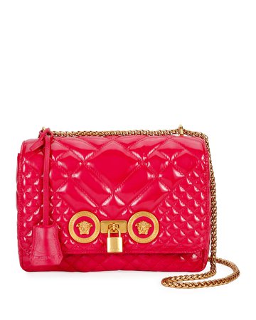 Versace Icon Quilted Patent Shoulder Bag