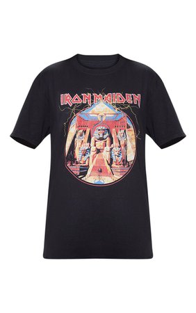Black Iron Maiden Egypt Print T Shirt | Tops | PrettyLittleThing USA