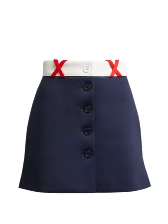 white red dark blue skirt