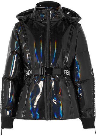 Appliquéd Holographic Down Ski Jacket - Black