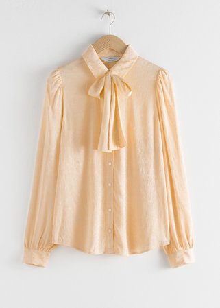 Jacquard Pussy Bow Blouse - Beige - Blouses - & Other Stories