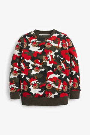 Buy Red Reindeer All Over Print Crew Jumper (3-16yrs) from the Next UK online shop