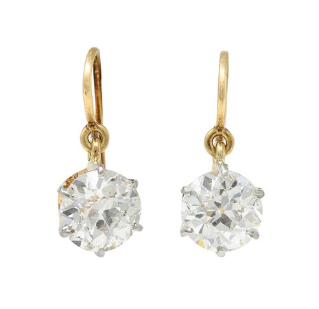 Victorian Diamond Platinum 14 Karat Gold Carriage Coach Cover Drop Earrings For Sale at 1stDibs
