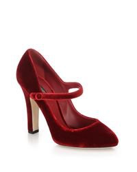 Lyst - Dolce & Gabbana Velvet Mary Jane Pumps in Red