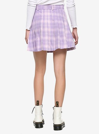 Pastel Purple Pleated & Belted Skirt