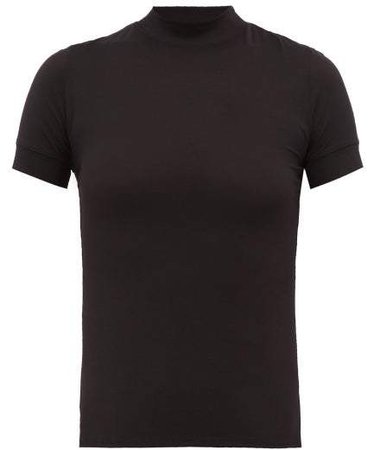 Elan High Neck Jersey T Shirt - Womens - Black