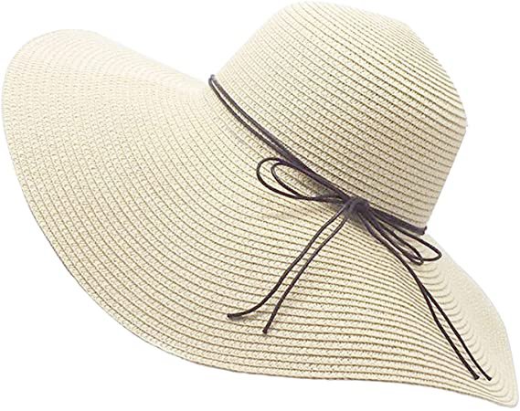 Womens Floppy Straw Hat Wide Brim Foldable Beach Cap Sun Hat for Women UPF 50+ at Amazon Women’s Clothing store