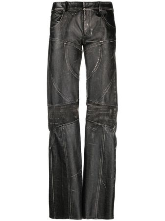 Blumarine distressed-effect Leather Trousers
