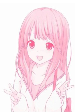 pink peace anime girl