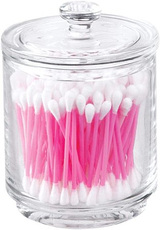 Amazon.com: mDesign Glass Bathroom Vanity Storage Organizer Apothecary Canister Jar Holder for Cotton Swabs, Rounds, Balls, Makeup Sponges, Bath Salts, Hair Ties, Makeup - Clear/Chrome: Home & Kitchen