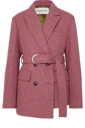 Andersson Bell | Oversized asymmetric belted wool-tweed blazer | NET-A-PORTER.COM