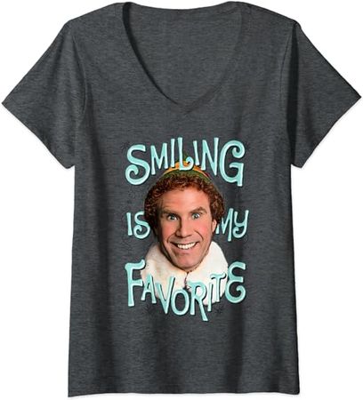 Amazon.com: Elf Movie Smiling V-Neck T-Shirt : Clothing, Shoes & Jewelry