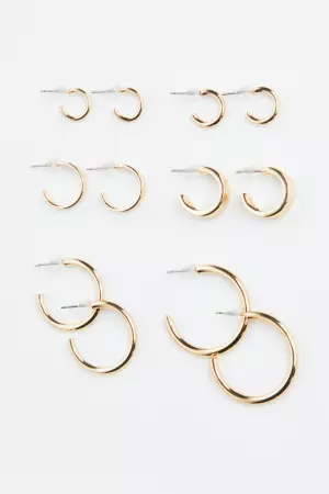 6 Pairs Hoop Earrings - Gold-colored - Ladies | H&M CA