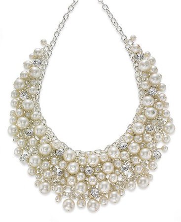 Charter Club 16" Glass Pearl Cluster Bib Necklace - Macy's