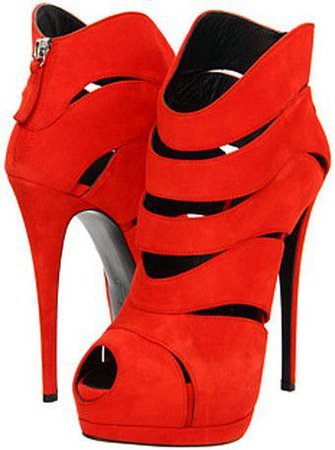 Giuseppe Zanotti Red leather peep toe stilettos