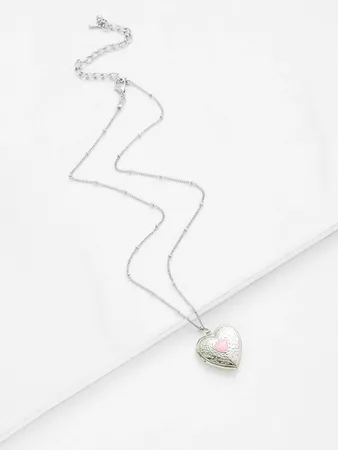 Contrast Heart Pendant Chain Necklace | SHEIN USA