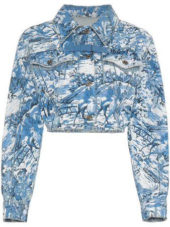 Off-White tapestry cropped denim jacket $372 - Buy Online - Mobile Friendly, Fast Delivery, Price