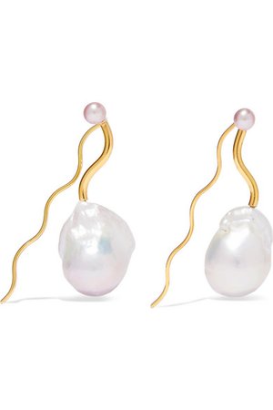 Pernille Lauridsen | Amphitrie gold-plated pearl earrings | NET-A-PORTER.COM
