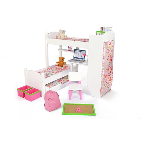 18 Inch Doll Furniture Bunk Beds w/ Trundle and Accessories Playtime by Eimmie Collection - Walmart.com