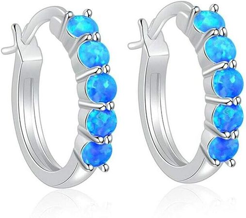Amazon.com: CiNily Small Hoop Earrings for Women Blue Fire Opal Hoop Earrings Sterling Silver Plated Hypoallergenic Jewelry Gemstone Huggie Hoop Earrings: Clothing, Shoes & Jewelry